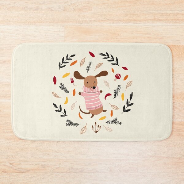 Item preview, Cute Dachshund in Winter Sweater in Autumn Leaves designed and sold by BexMorleyArt.