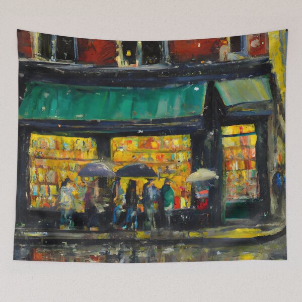 Item preview, Crowd Outside a Bookstore designed and sold by priddypaintings.