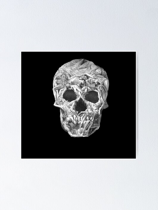 DimMoire creepy skull スカル カットソー Creepy cyborg skull cyber punk art t-shirt | tostadora