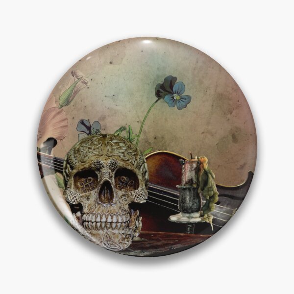 Item preview, Maroon Floral retro skull with roses and violin designed and sold by TjsDesignsnMore.
