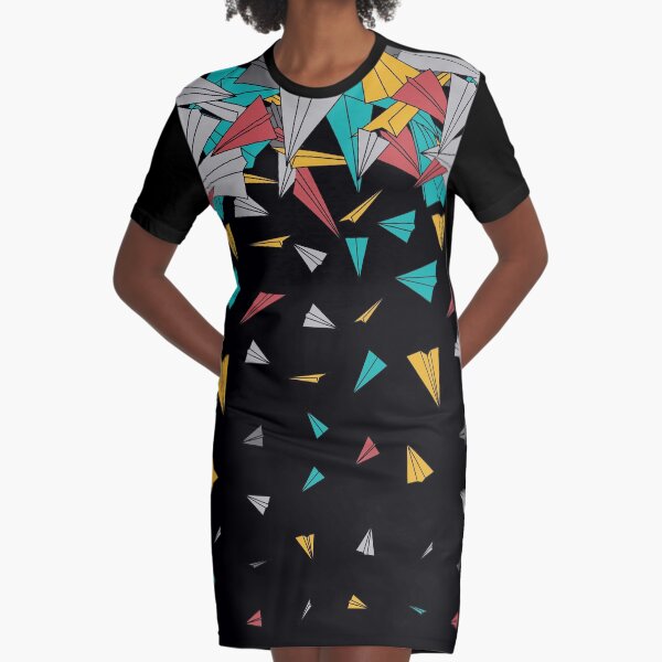 Flying paper planes Graphic T-Shirt Dress