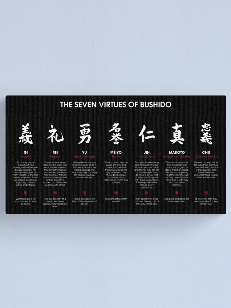 Alternate view of The 7 Virtues of Bushido (white text) Canvas Print