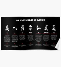 The 7 Virtues of Bushido (white text) Poster