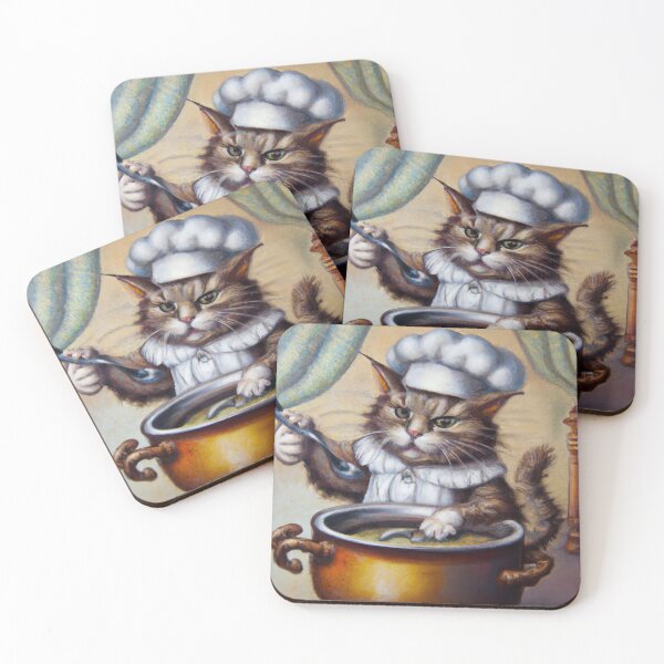Item preview, Beignet the Cat, cooking soup (Baroque) designed and sold by thecatandkettle.