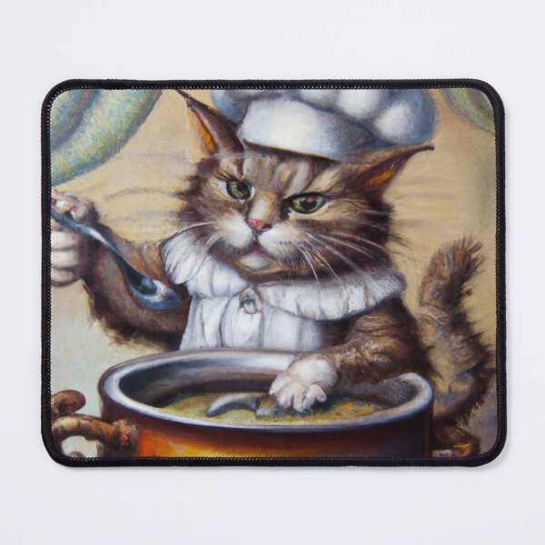 Item preview, Beignet the Cat, cooking soup (Baroque) designed and sold by thecatandkettle.