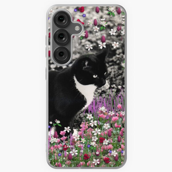 Item preview, Freckles in Flowers II - Tuxedo Cat designed and sold by Diane Clancy.