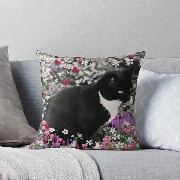 Item preview, Freckles in Flowers II - Tuxedo Cat designed and sold by Diane Clancy.