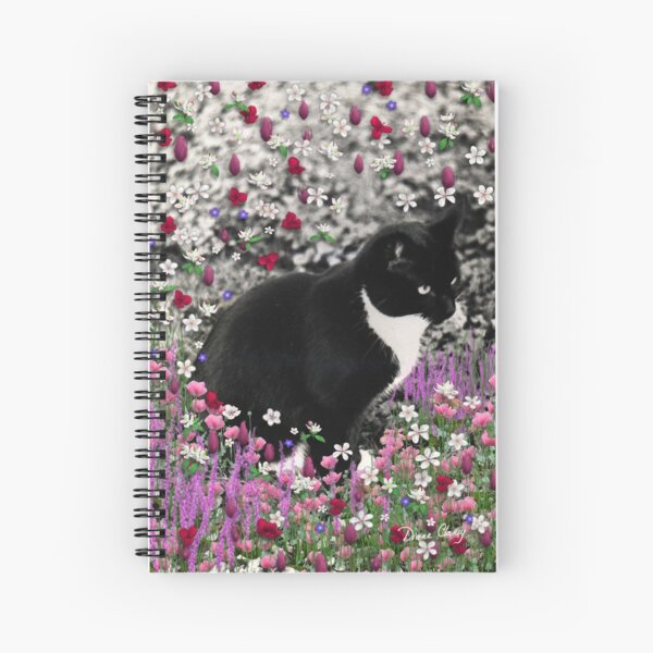 Freckles in Flowers II - Tuxedo Cat Spiral Notebook