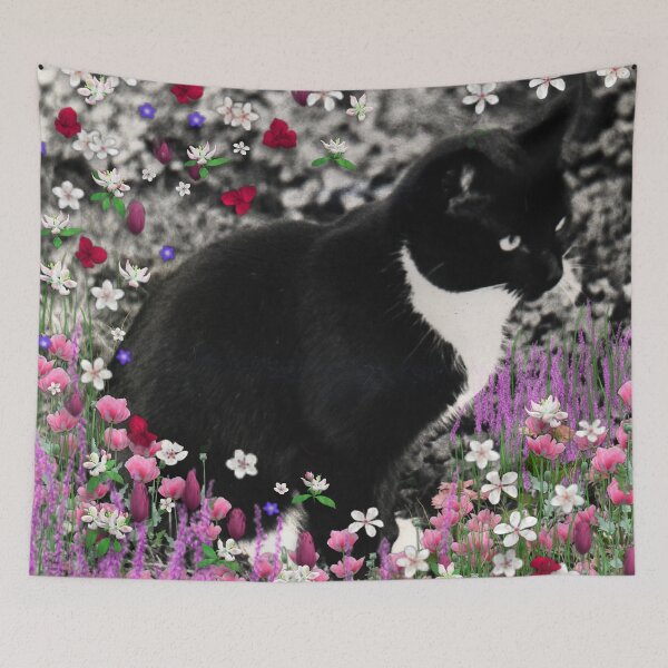 Item preview, Freckles in Flowers II - Tuxedo Cat designed and sold by Diane Clancy.