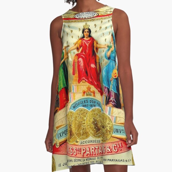 KUBANISCHE ZIGARRE; Vintage Advertising Awards drucken A-Linien Kleid