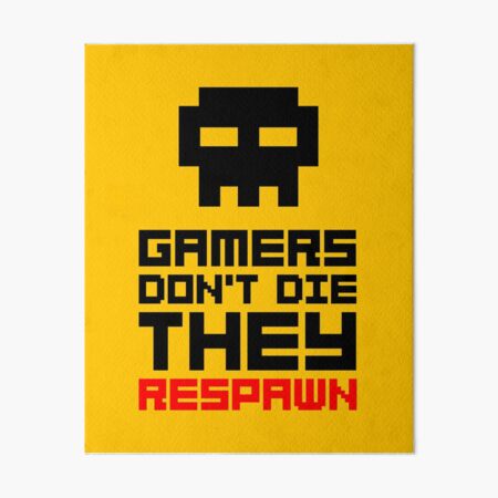 Pixel Skull Gamers Don't Die - Dark Version Art Board Print