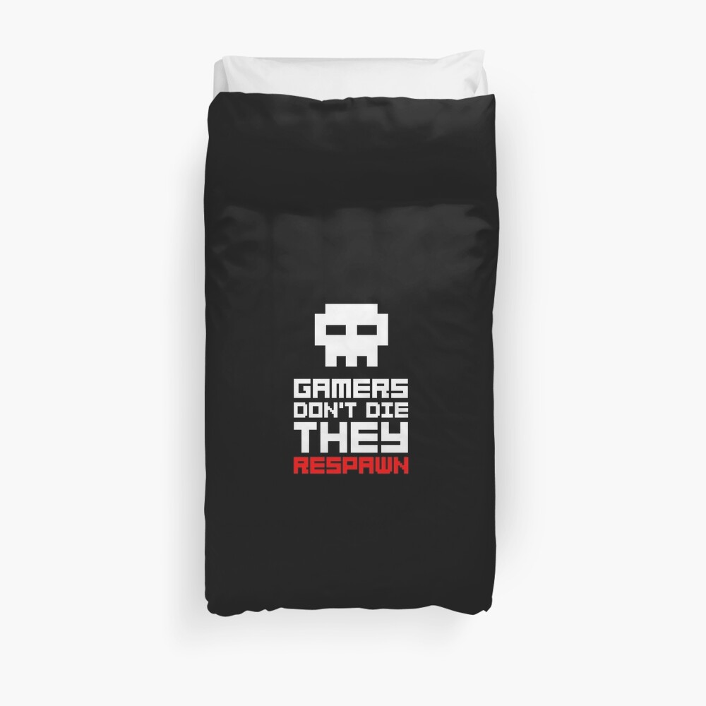 Pixel Skull Gamers Don't Die Duvet Cover