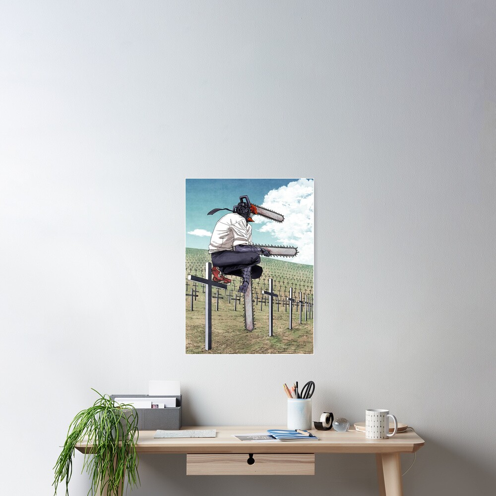 "Denji sitting on the Cross (Chainsaw Man Manga and Anime)" Poster for