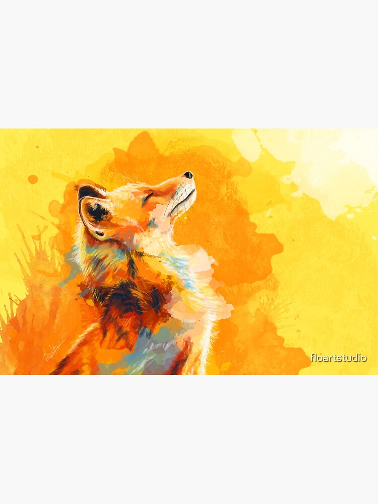 Blissful Light - Fox illustration, animal portrait, inspirational by floartstudio