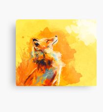 Blissful Light - Fox illustration, animal portrait, inspirational Metal Print