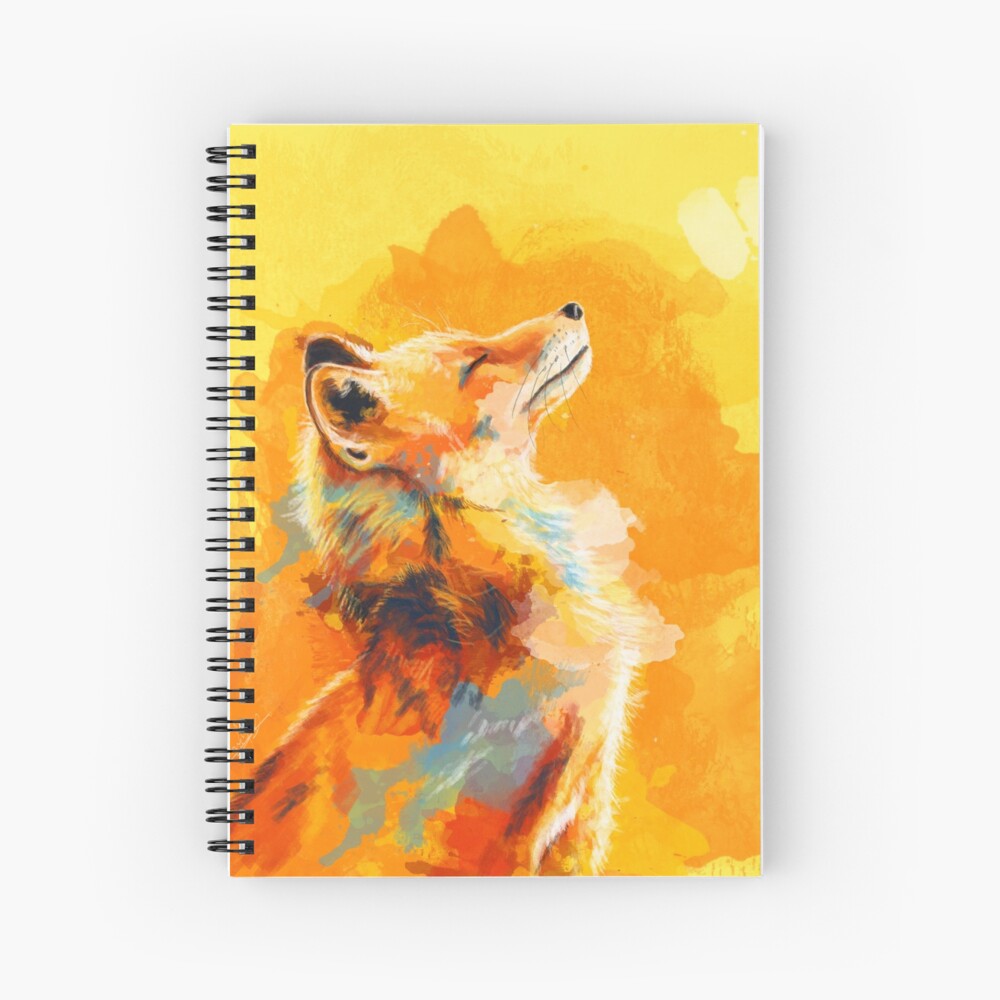 Blissful Light - Fox illustration, animal portrait, inspirational Spiral Notebook