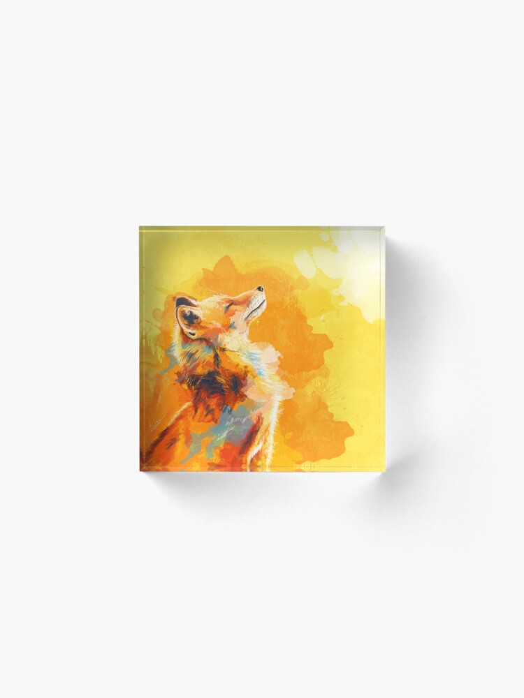Alternate view of Blissful Light - Fox illustration, animal portrait, inspirational Acrylic Block