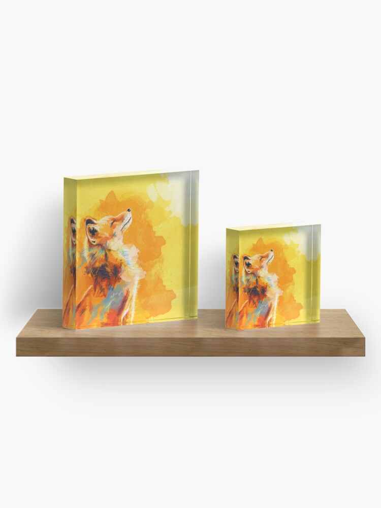 Alternate view of Blissful Light - Fox illustration, animal portrait, inspirational Acrylic Block