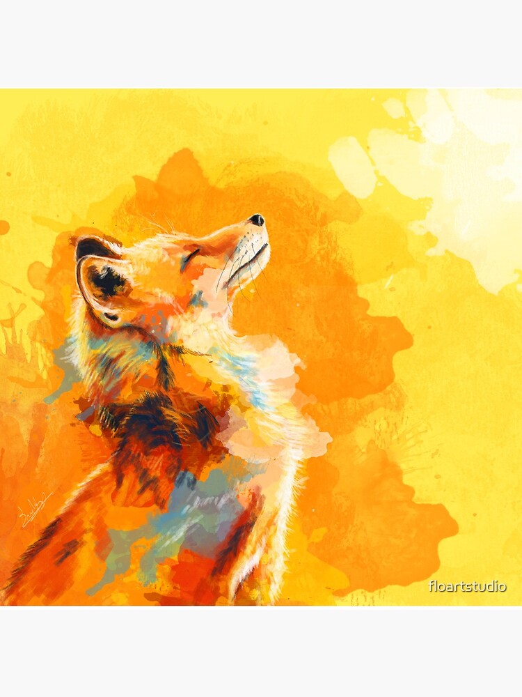 Blissful Light - Fox illustration, animal portrait, inspirational by floartstudio