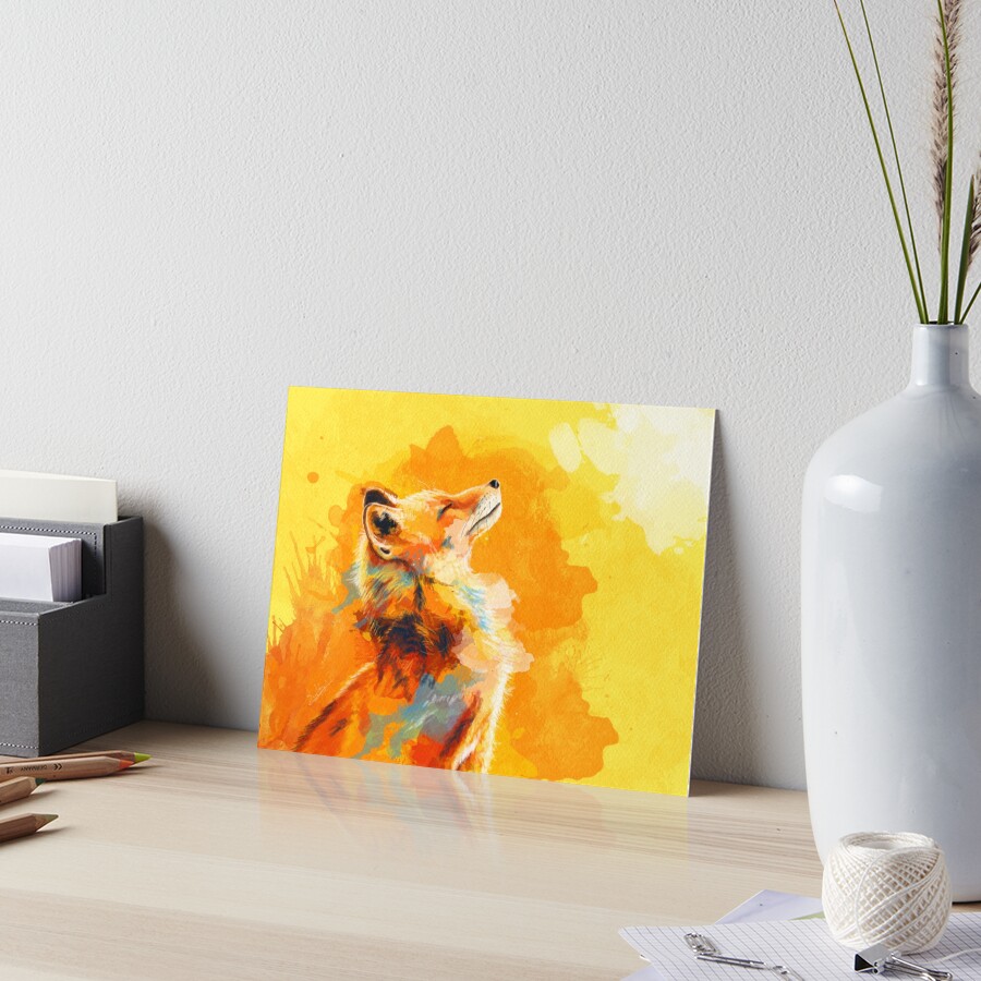 Blissful Light - Fox illustration, animal portrait, inspirational Art Board Print