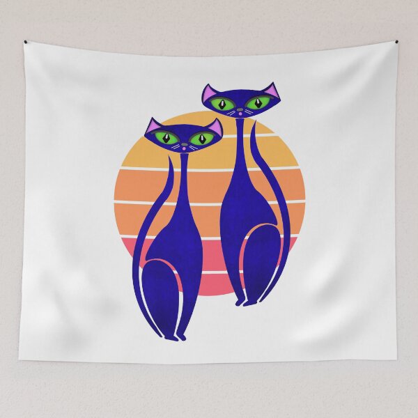 Item preview, Moody Blue Siamese Cats Sunset designed and sold by FlippinTurtles.
