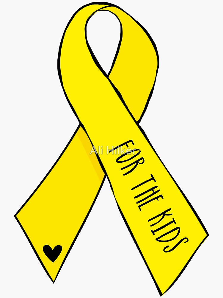 Yellow Awareness Ribbon – For the Kids (Handwritten) by alihilker