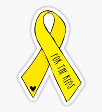 Yellow Awareness Ribbon - für die Kinder (handgeschrieben) Sticker