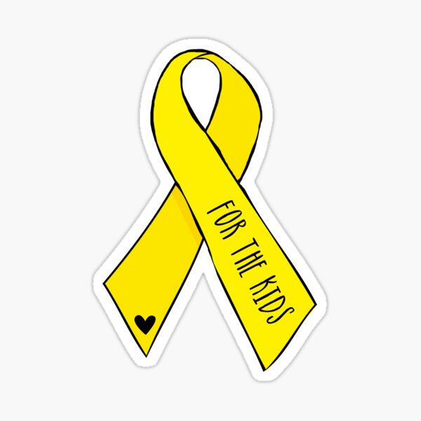 Yellow Awareness Ribbon – For the Kids (Handwritten) Sticker