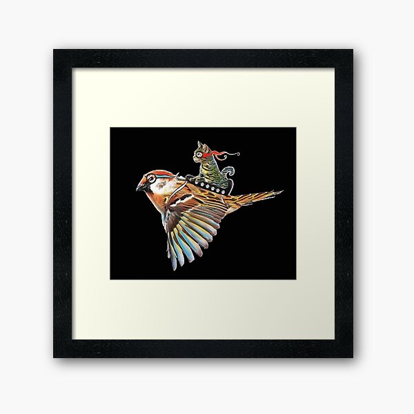 Item preview, Flying Cat with Bird designed and sold by yourworldusa.