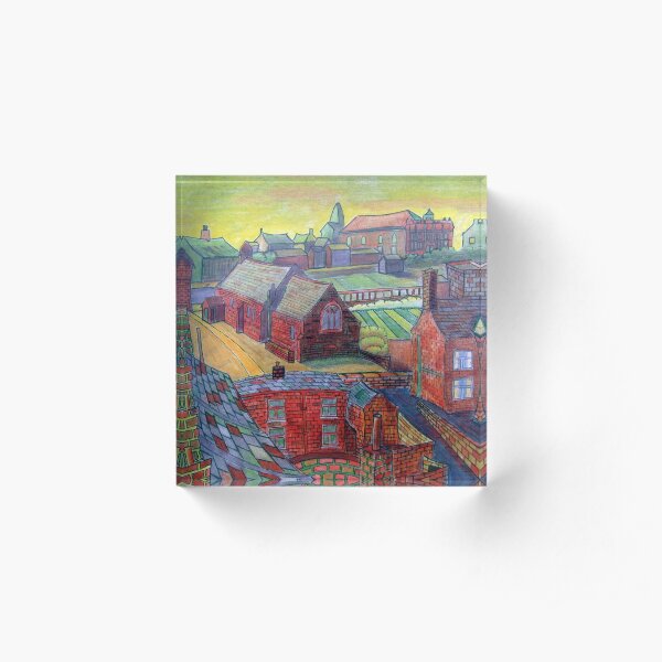 376 - RHOS SEEN FROM STIWT ROOF - DAVE EDWARDS - COLOURED PENCILS - 2013 Acrylic Block