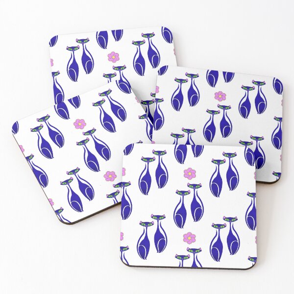 Item preview, Moody Blue Siamese Cats Pink Flower designed and sold by FlippinTurtles.