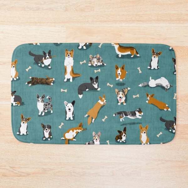 Item preview, Cardigan Corgi Pattern on Teal designed and sold by BexMorleyArt.