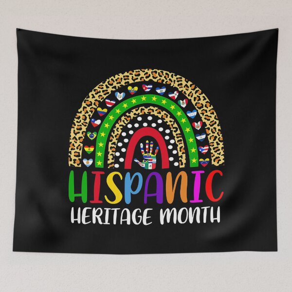 Item preview, National Hispanic Heritage Month Rainbow All Countries Flags designed and sold by ImkeAhrens.