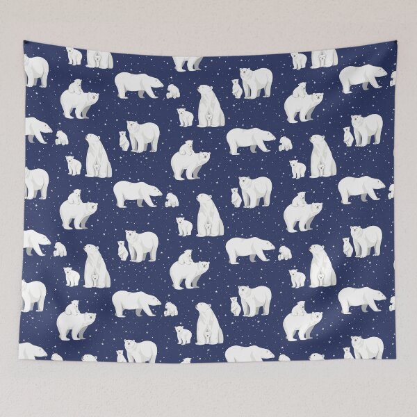 Item preview, Winter Polar Bears and Stars on Navy designed and sold by BexMorleyArt.