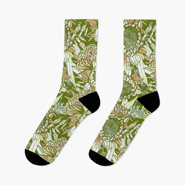 Item preview, Australian Waratah And Protea Pattern - Pink And Green Palette designed and sold by Sketchbook Designs.