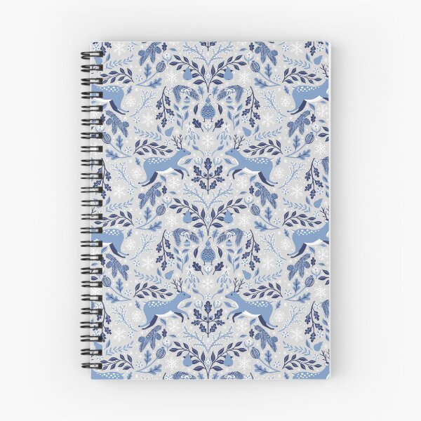 Item preview, Cute Winter Deer Damask in Blue designed and sold by BexMorleyArt.