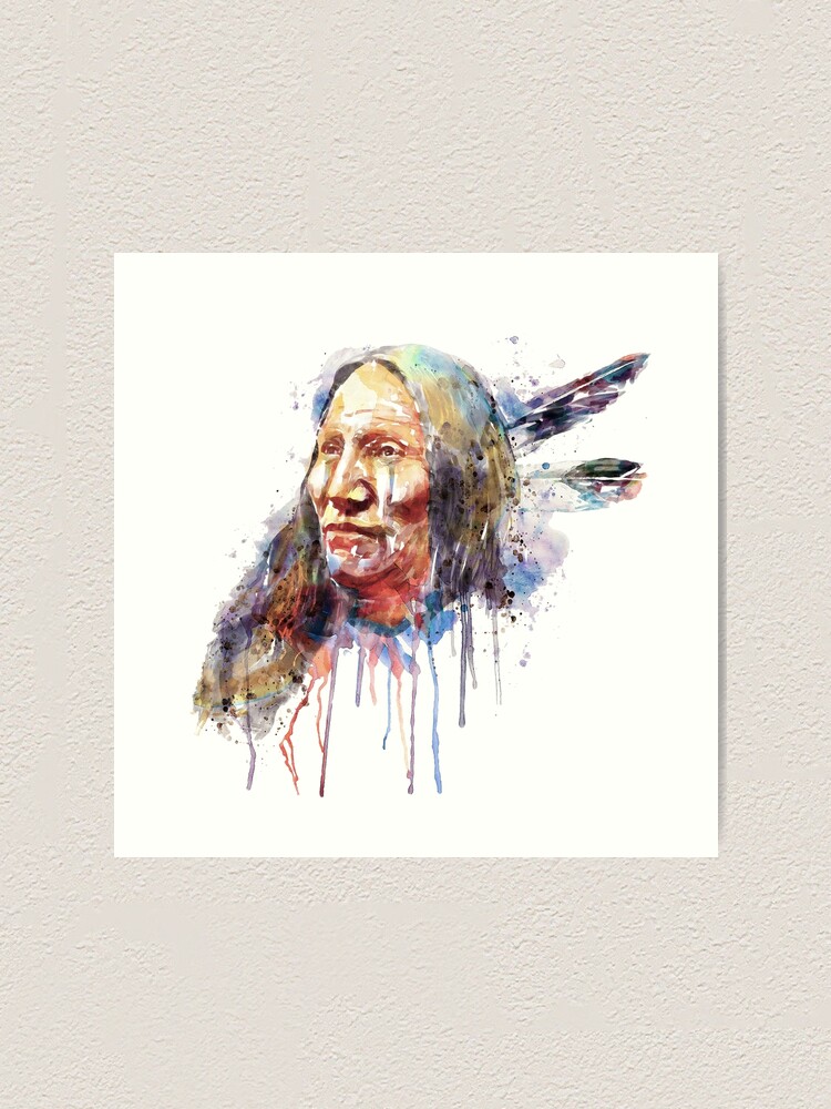 Native American Portrait Art Print for Sale by Marian Voicu