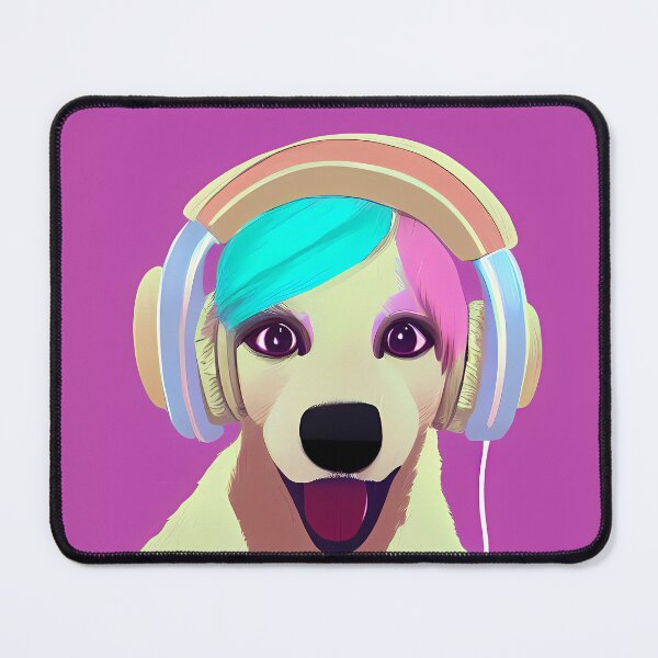 Item preview, Beautiful Lady Gaga Dog with headphones chatting and listening to music, pastel color. for pet lovers. designed and sold by AISHOPPE.