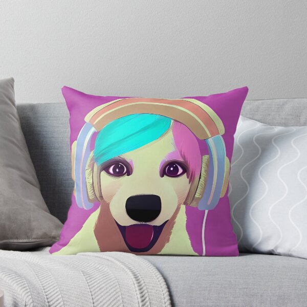 Aperçu de l'œuvre Belle Lady Gaga Dog avec des écouteurs bavardant et écoutant de la musique, couleur pastel. pour les amoureux des animaux. créée et vendue par AISHOPPE.