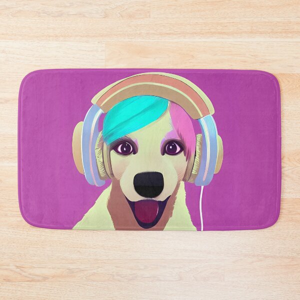 Item preview, Beautiful Lady Gaga Dog with headphones chatting and listening to music, pastel color. for pet lovers. designed and sold by AISHOPPE.