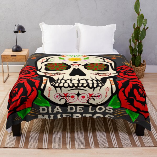Item preview, Day Of Dead Mexico Travel, Día De Muertos Celebración, illustration of skull surrounded with flowers and drawings typical of the celebration of the day of the dead in Mexico. designed and sold by Malogue.