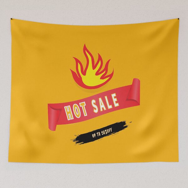 Item preview, Hot sale banner with fire and red ribbon sticker | hot sale sticker designed and sold by KARTICK DUTTA.