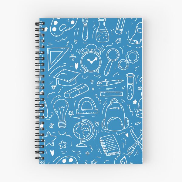 Item preview, Doodle seamless pattern with school icons on blue background designed and sold by Viktoriia Chorna.