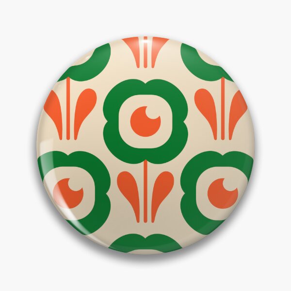 Item preview, 2042 - playful retro daisies, green / orange designed and sold by RouCouCou.