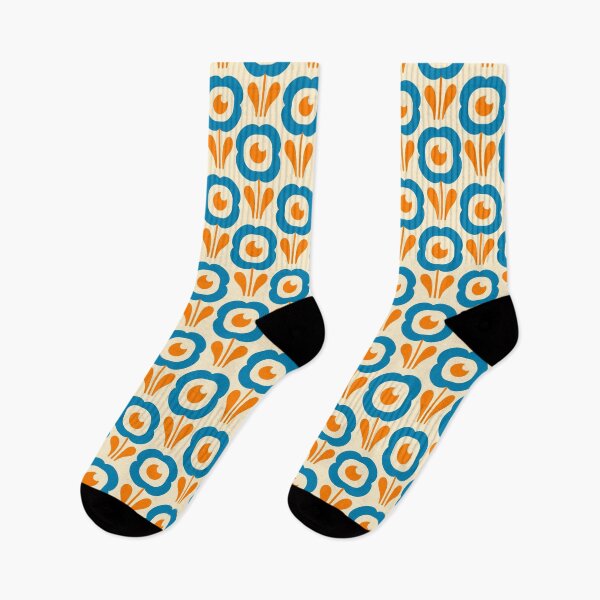 Item preview, 2044 - playful retro daisies, blue / orange designed and sold by RouCouCou.