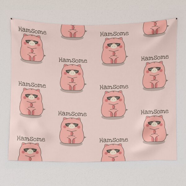 Item preview, Hamsome - Cute Funny Pig Pun designed and sold by HappyDoodlen.