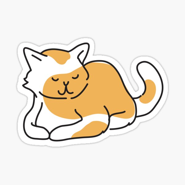 Gato mentiroso con un pelaje naranja manchado Pegatina