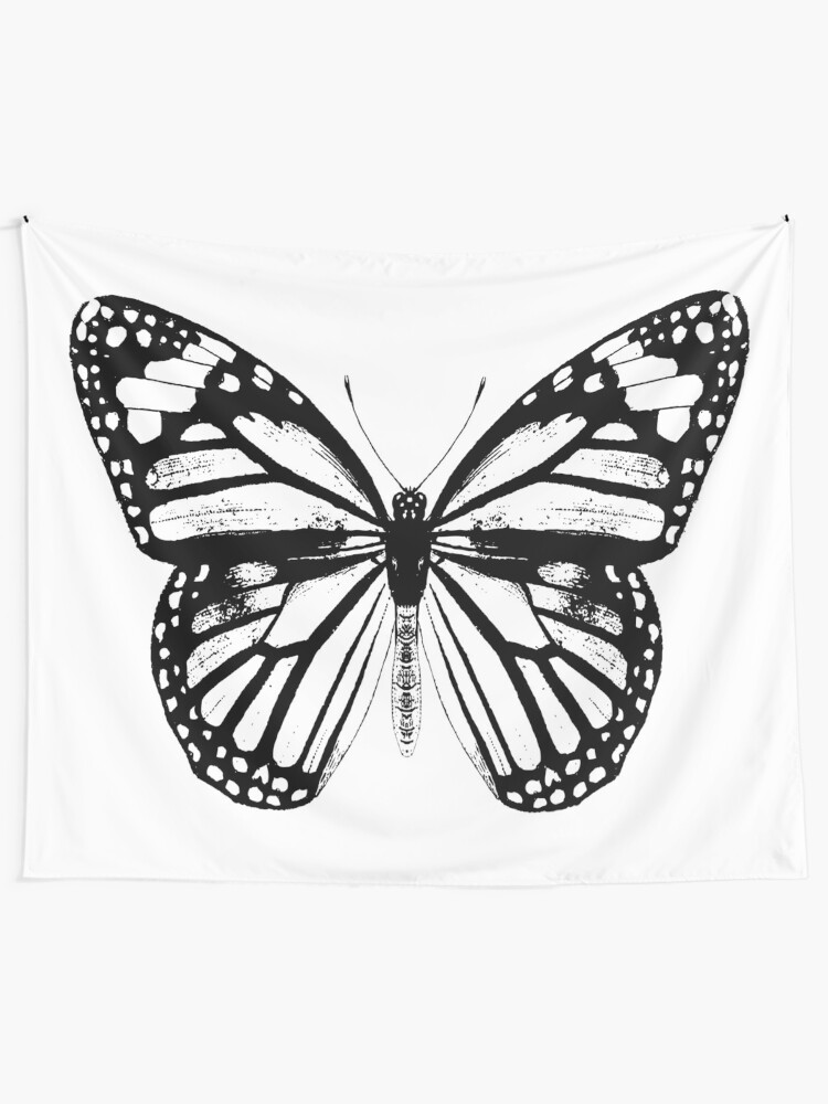 Monarchfalter Vintage Schmetterlinge Schwarz Und Weiss Wandbehang Von Eclecticatheart Redbubble