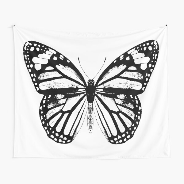 Monarch Butterfly | Vintage Butterflies | Black and White | Tapestry