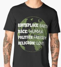 Birthplace Earth Race Human Women Rights Equality Liberal Spiritual Men's Premium T-Shirt